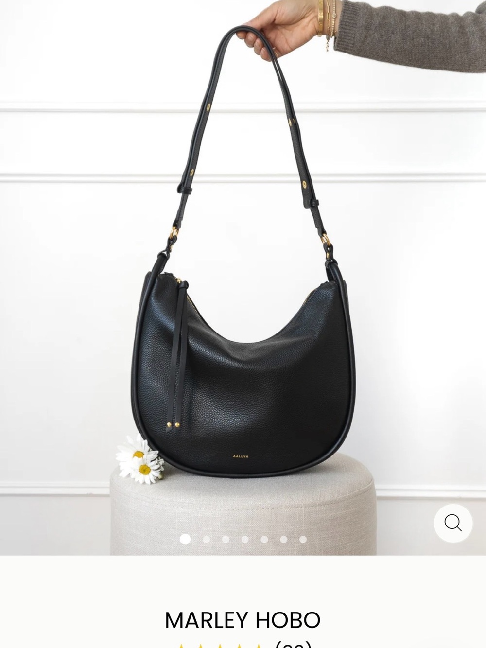 Aallyn Marley Classic Black Leather Shoulder Bag - Picture 10 of 11